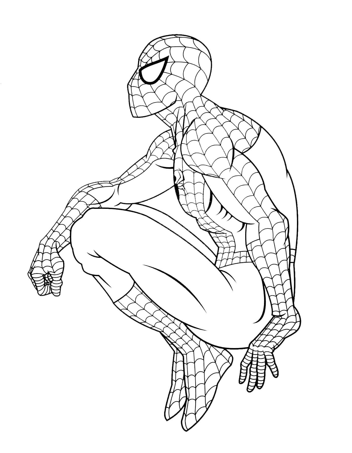 Spiderman Sitting Värityskuva