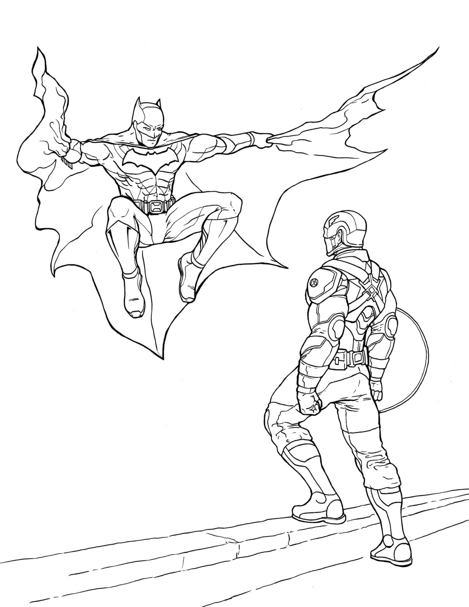 Batman vs Kapteeni Amerikka Värityskuva