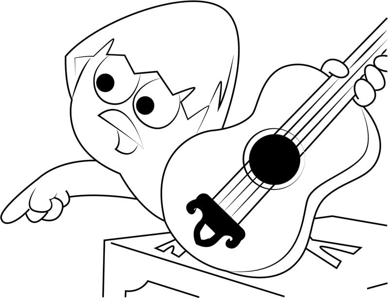 Calimero soittaa kitaraa Värityskuva