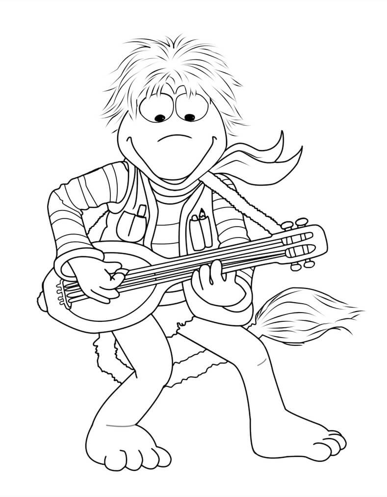 Gobo pitelee kitaraa Värityskuva