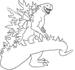 Godzilla heiluttaa häntäänsä Värityskuva