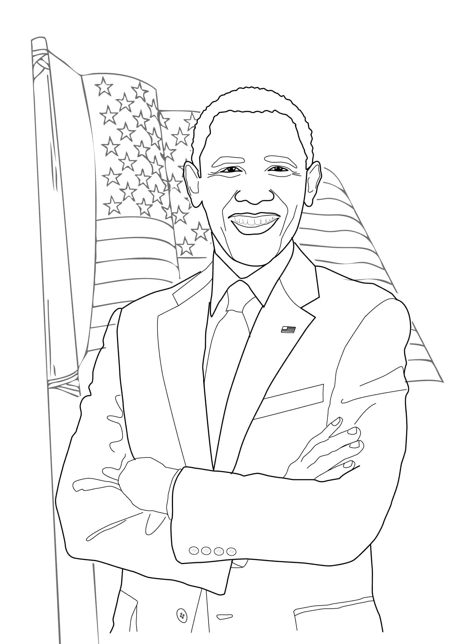 Hauska Obama Amerikan lipun kanssa Värityskuva
