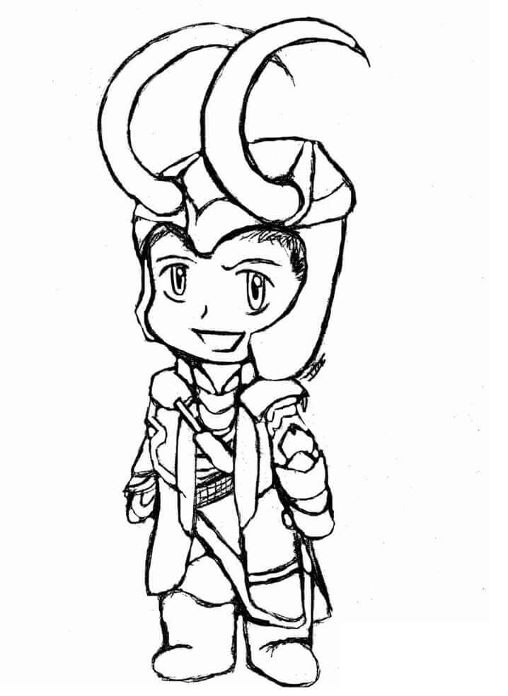 Hauskaa Chibi Loki Värityskuva