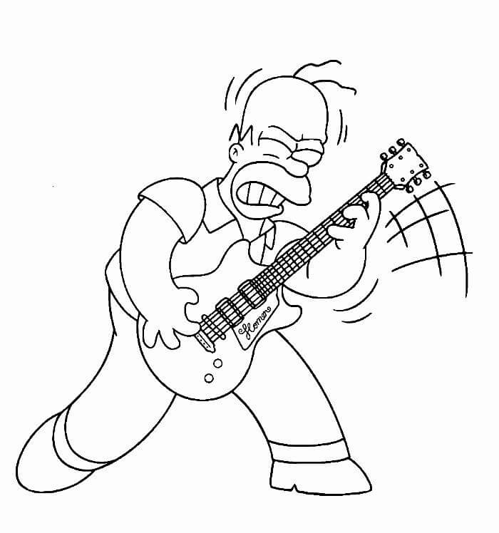 Homer soittaa kitaraa Värityskuva