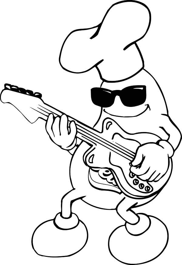 Hymyilevä Jelly Belly soittaa kitaraa Värityskuva