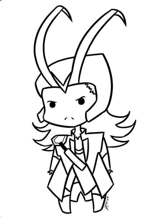 Hyvä Chibi Loki Värityskuva