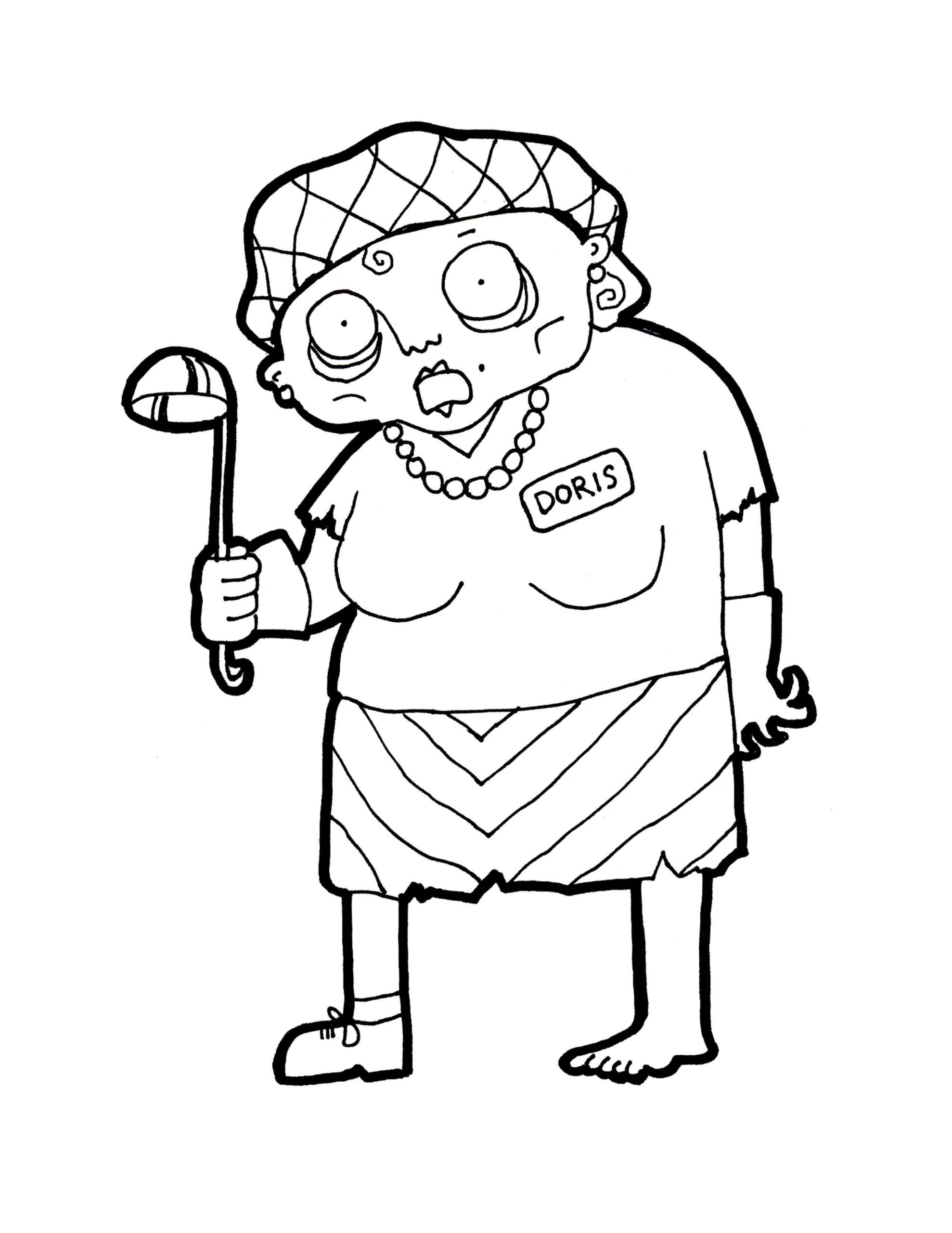 Isoäiti Zombie Värityskuva