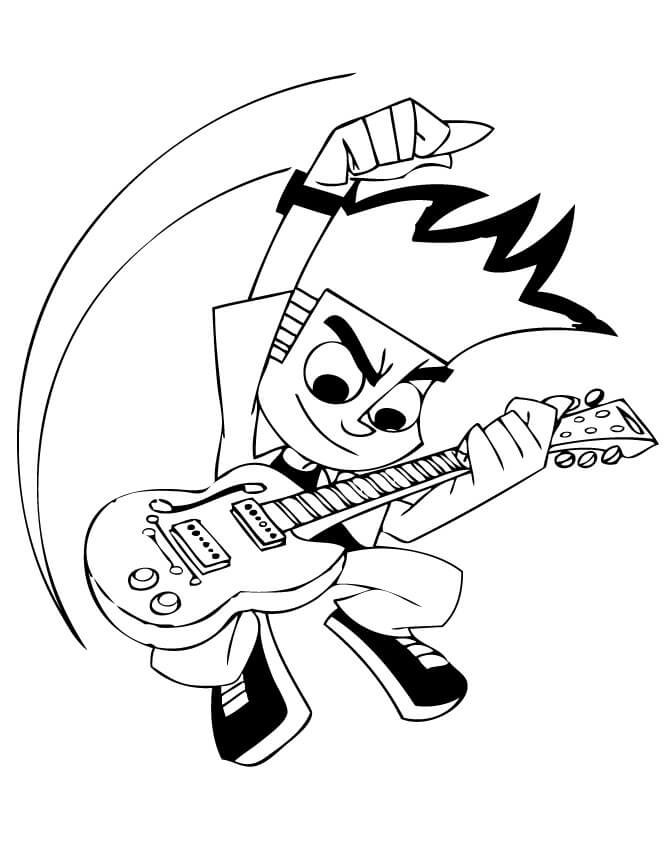 Johnny soittaa kitaraa Värityskuva