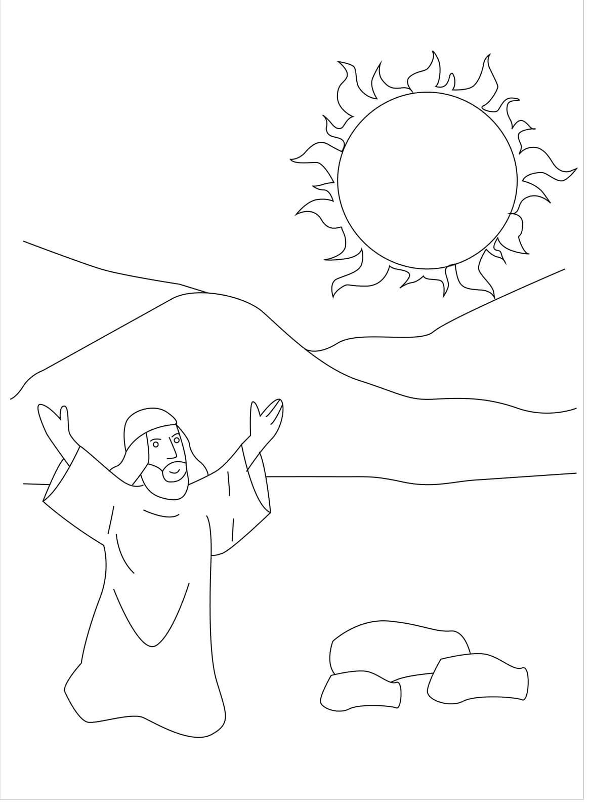 Joshua ja aurinko Värityskuva