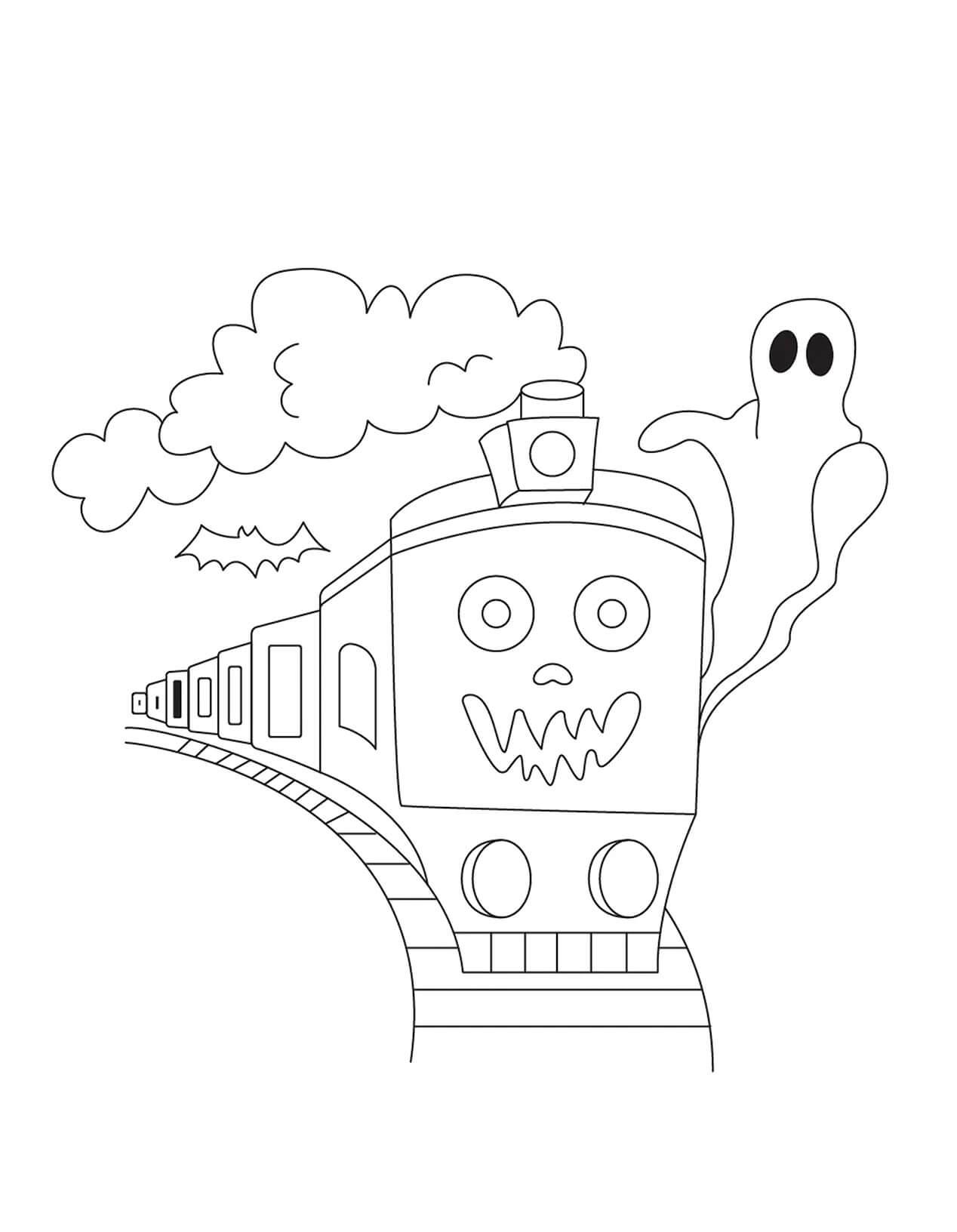 Juna Halloweenissa Värityskuva