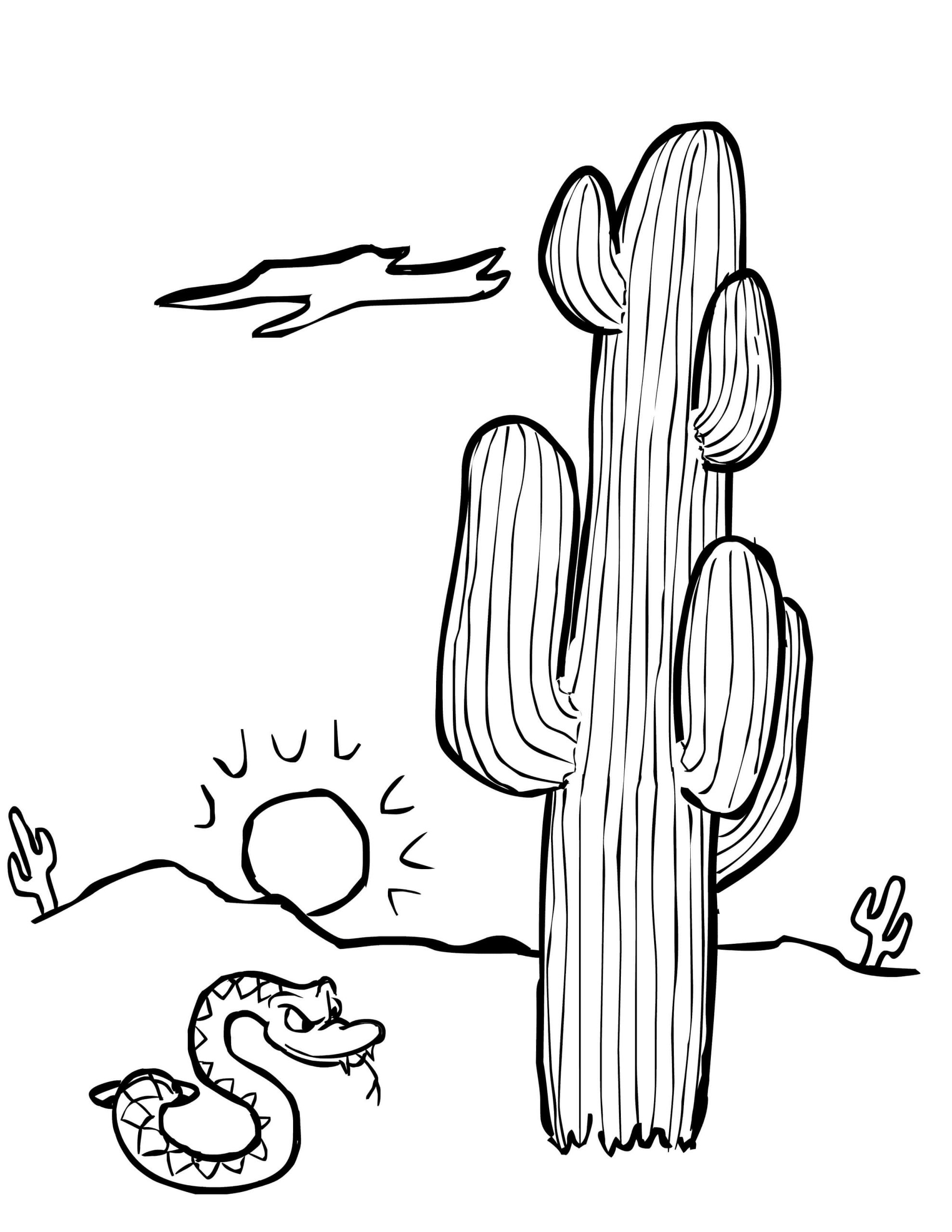 Käärme kaktuksen kanssa Värityskuva