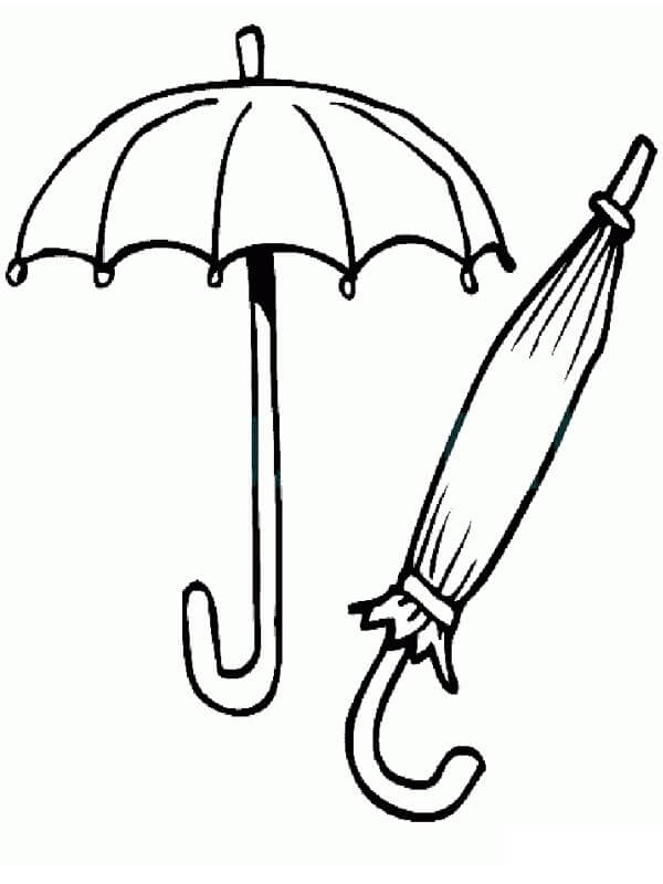 Kahden sateenvarjon piirtäminen Värityskuva