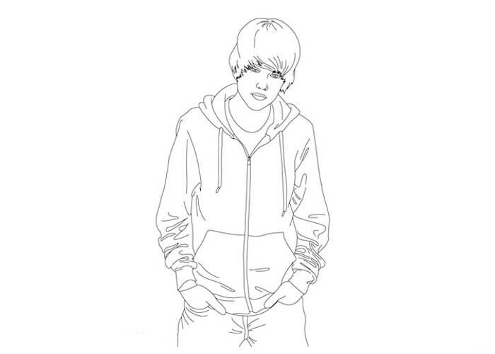 Käsin piirtäminen Justin Bieber Värityskuva