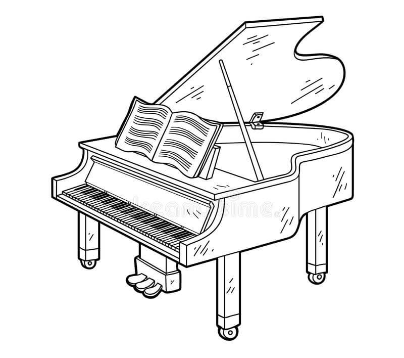 Kirja pianon kanssa Värityskuva