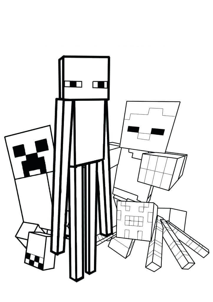 Kolme Hirviötä Minecraftissa Värityskuva