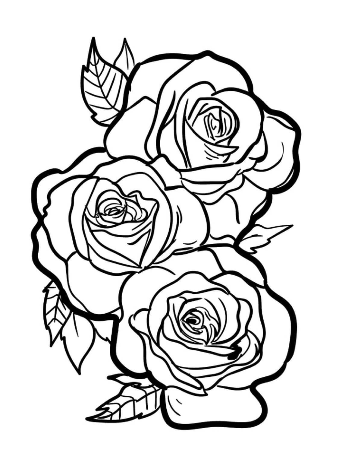 Kolme ruusua Värityskuva