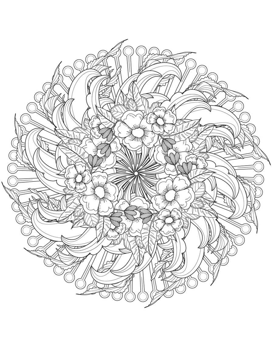 Kukka Mandala kuvia Värityskuva