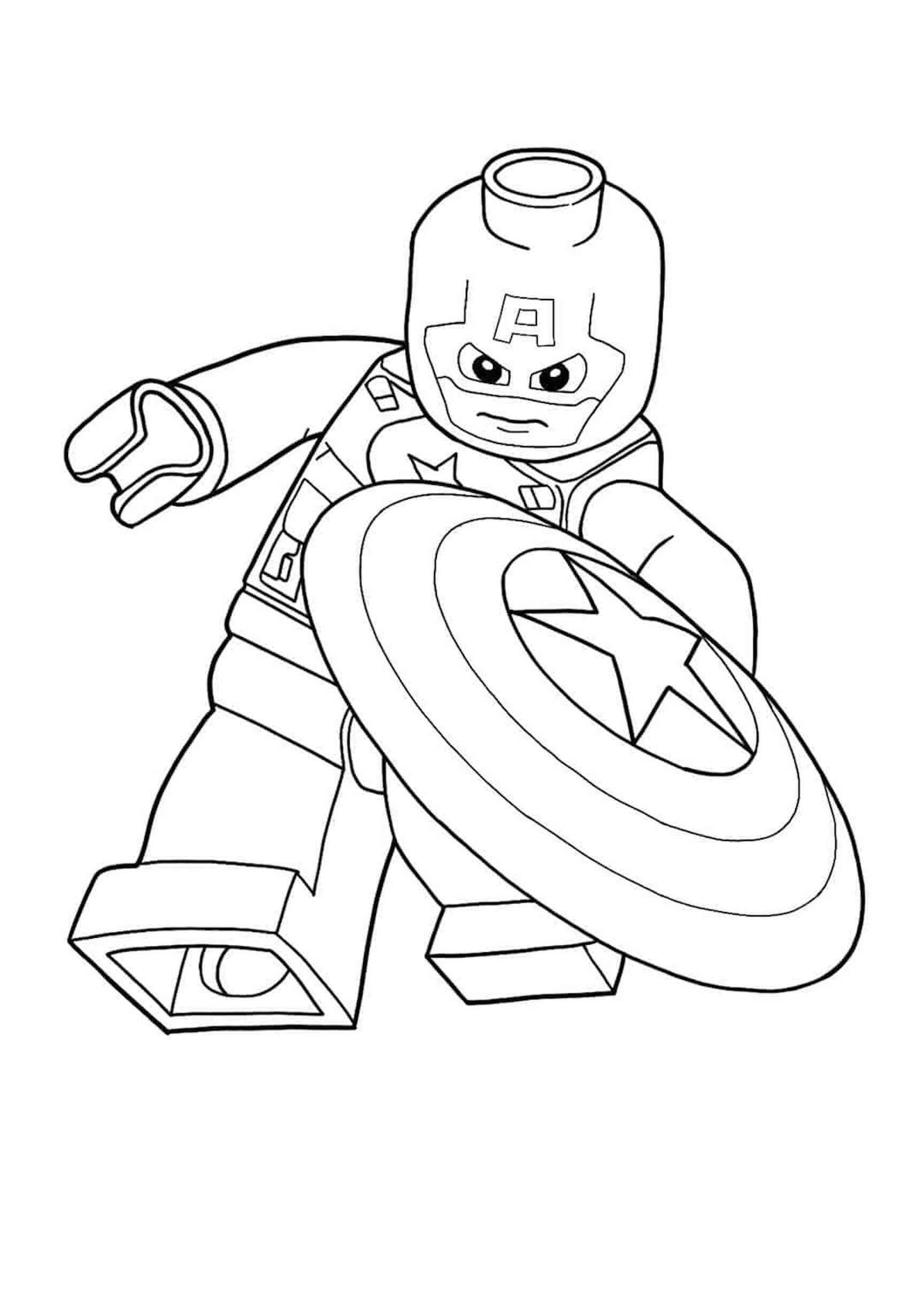 Lego Captain America heittää kilpensä Värityskuva