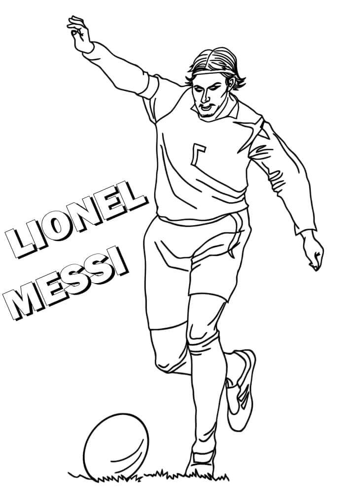 Lionel Messi pelaa jalkapalloa Värityskuva