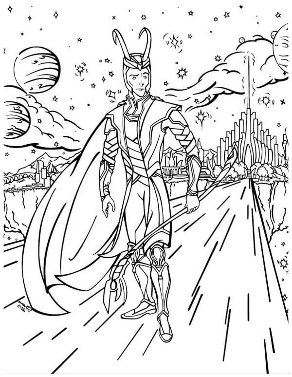 Loki ulos Asgardista Avengersissa Värityskuva