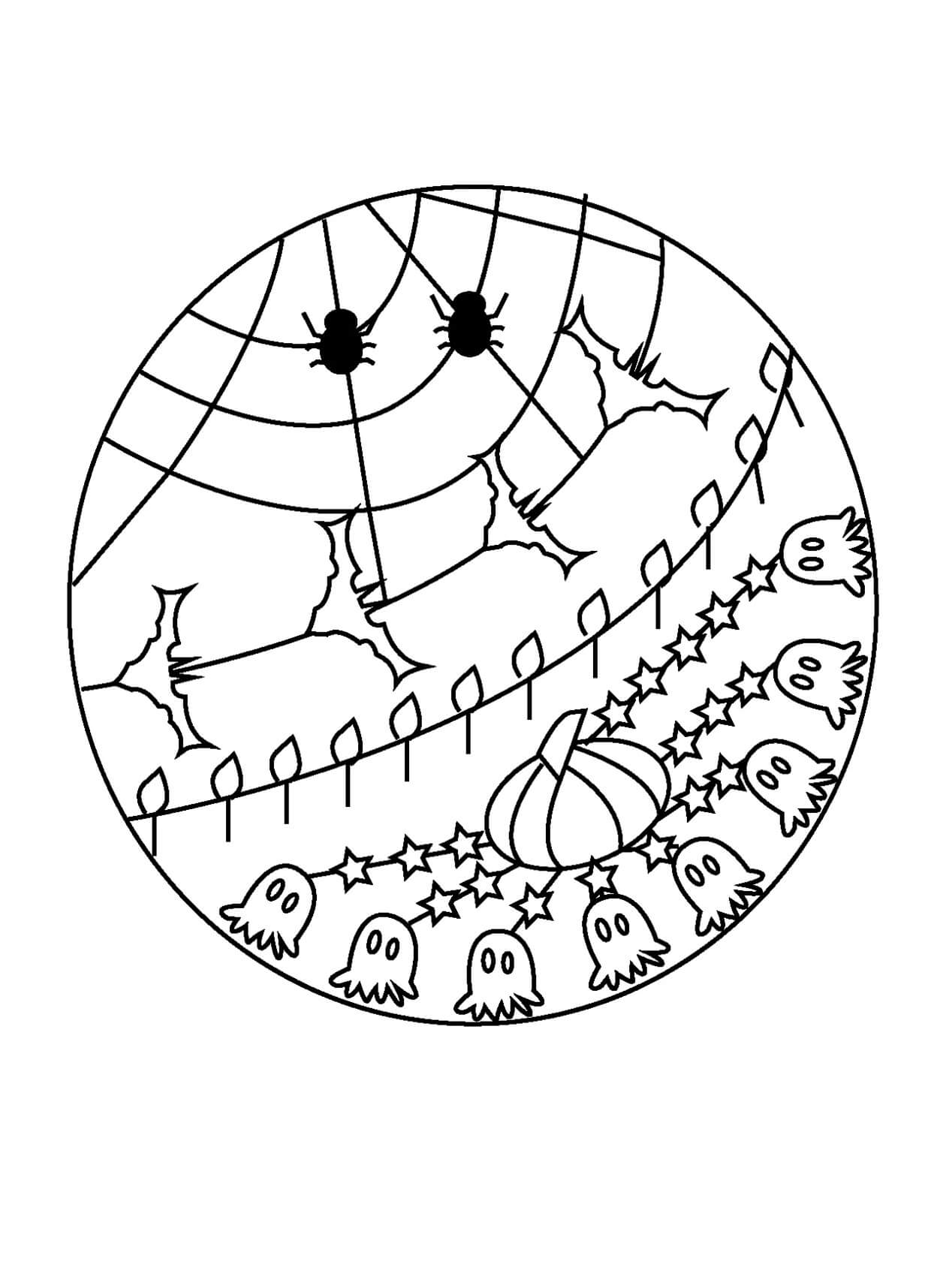 Mahtava Halloween Mandala Värityskuva