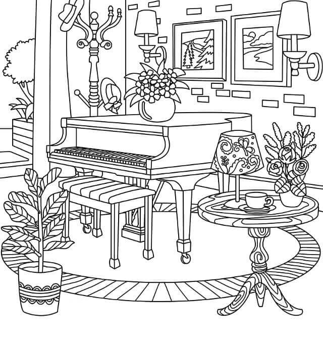Piano talossa Värityskuva