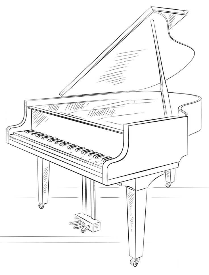 Pianon piirtäminen Värityskuva