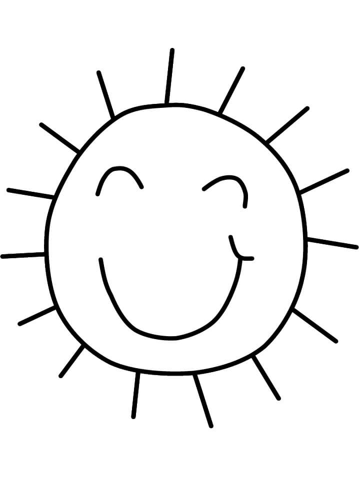 Piirustus hymyilevä aurinko Värityskuva