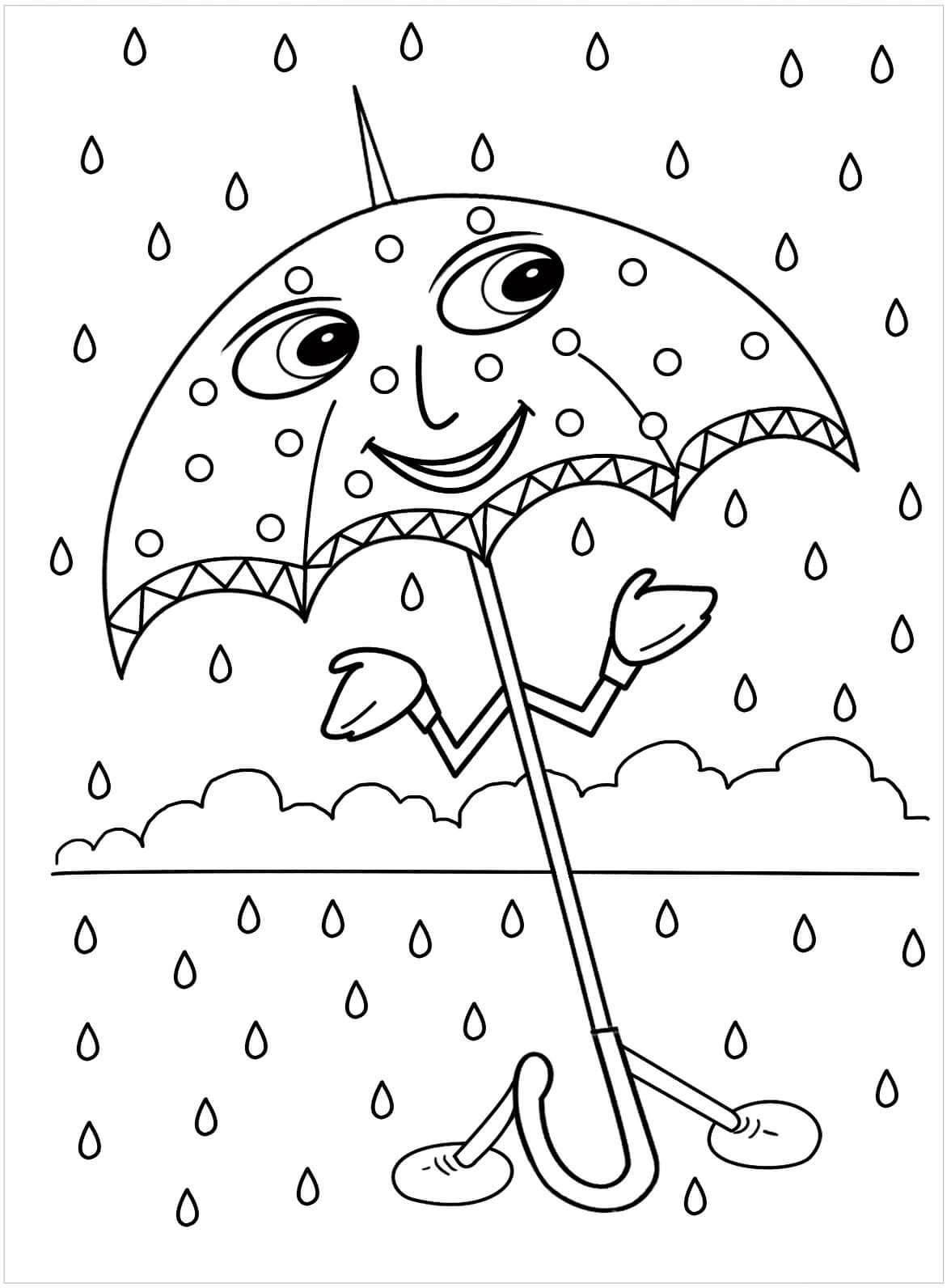 Sarjakuva sateenvarjo Värityskuva