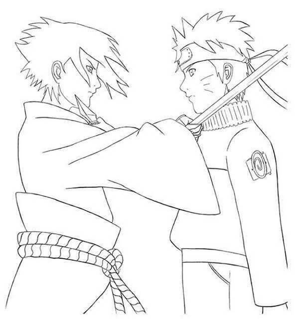 Sasuke laittaa miekan Naruton Kaulaan Värityskuva