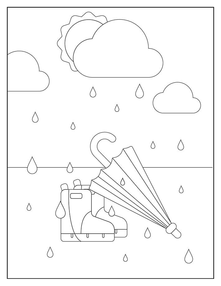 Sateenvarjo ja luistimet Värityskuva