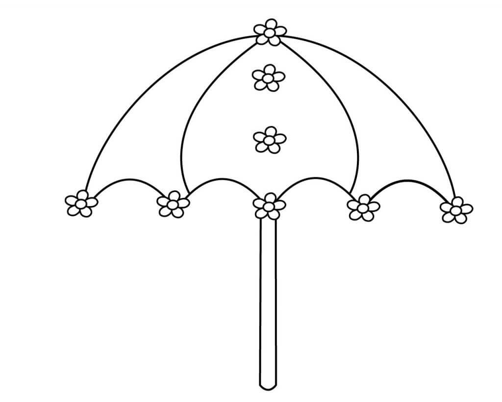 Sateenvarjo kukilla Värityskuva