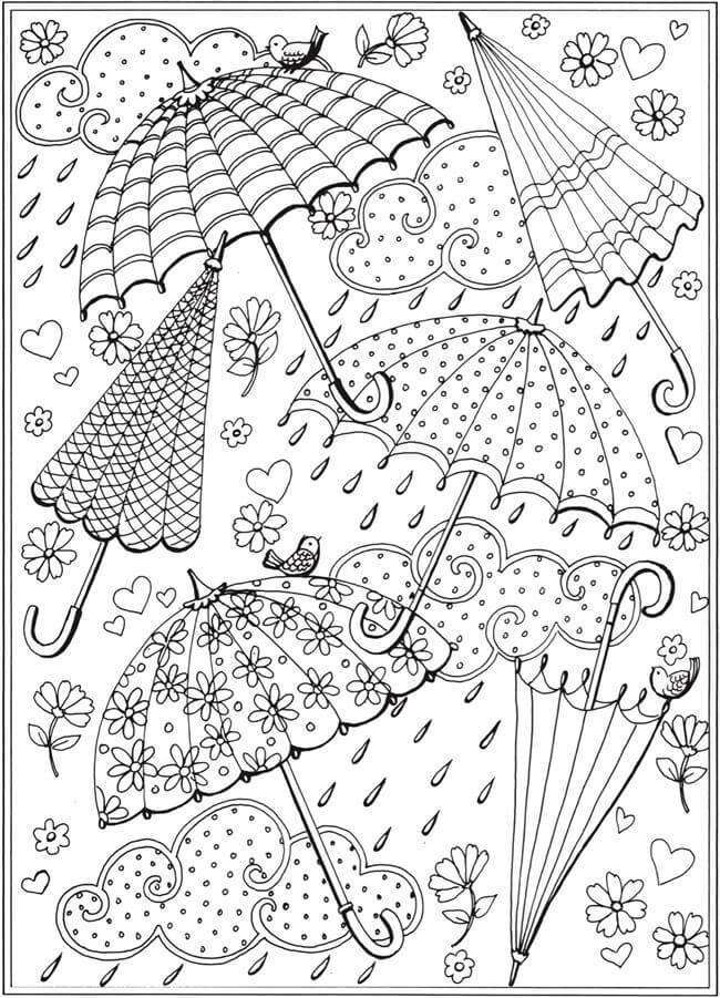 Sateenvarjo Mandala Värityskuva