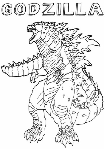 Siisti vihainen Godzilla Värityskuva