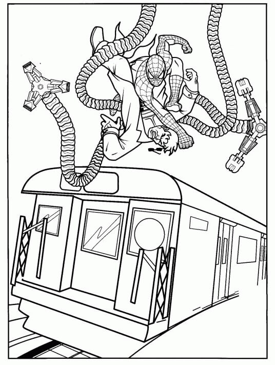 Spiderman vs Dr Octopus junassa Värityskuva