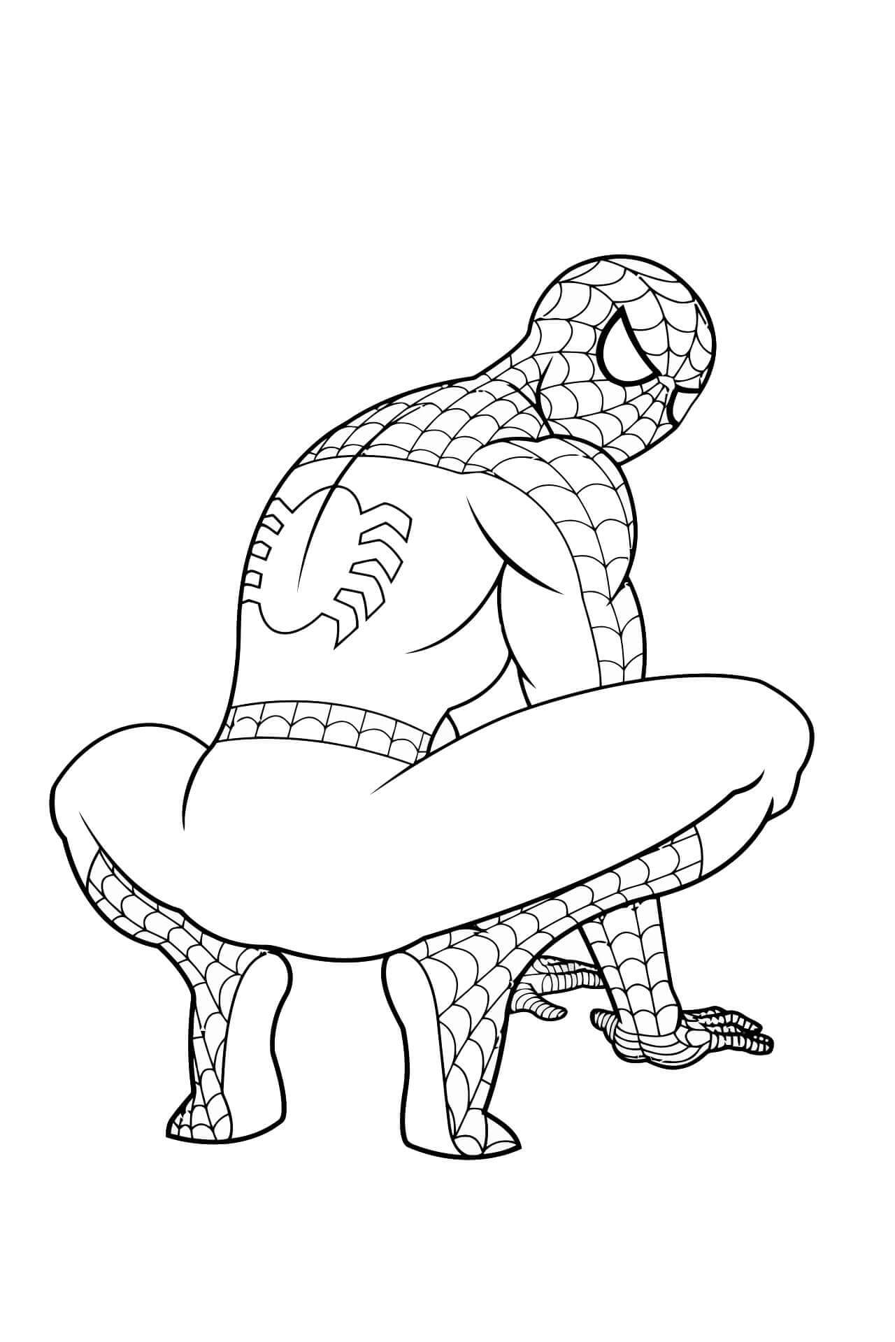 Spidermanin selkä Värityskuva