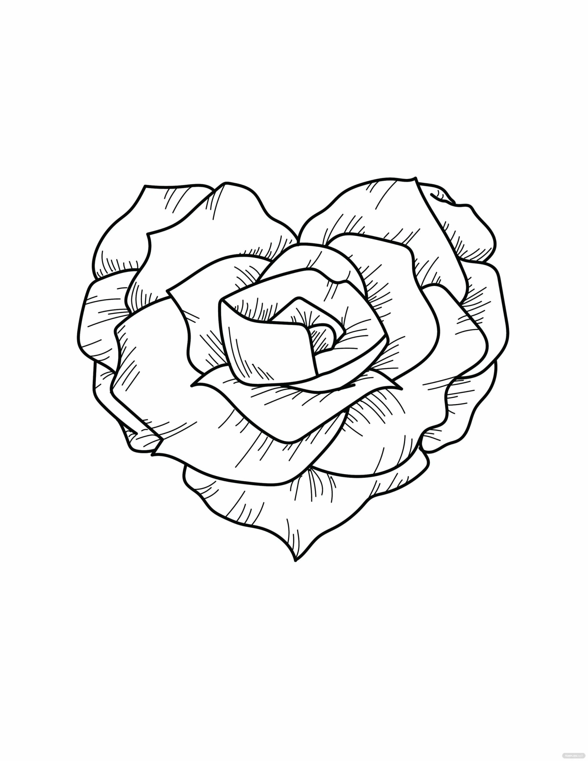 Sydämen muotoinen ruusu Värityskuva