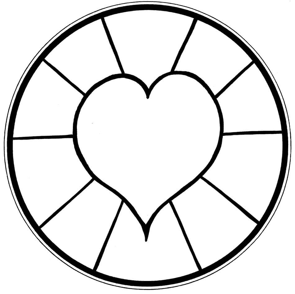 Sydän Circle Mandalassa Värityskuva