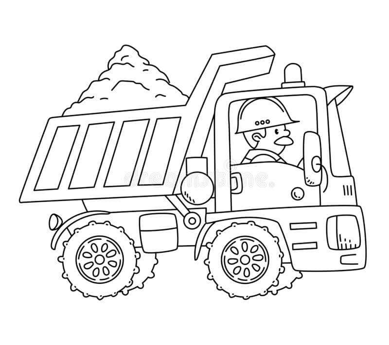 Worker in a Dump Truck Värityskuva