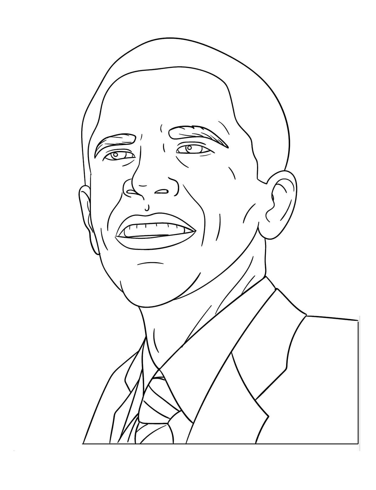 Yksinkertainen Obama Värityskuva