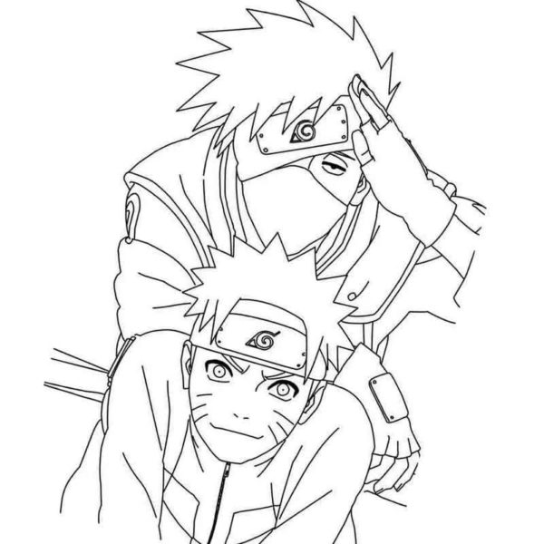 Vahvin ninja on Kakashi ja hänen ystävänsä Naruto Värityskuva