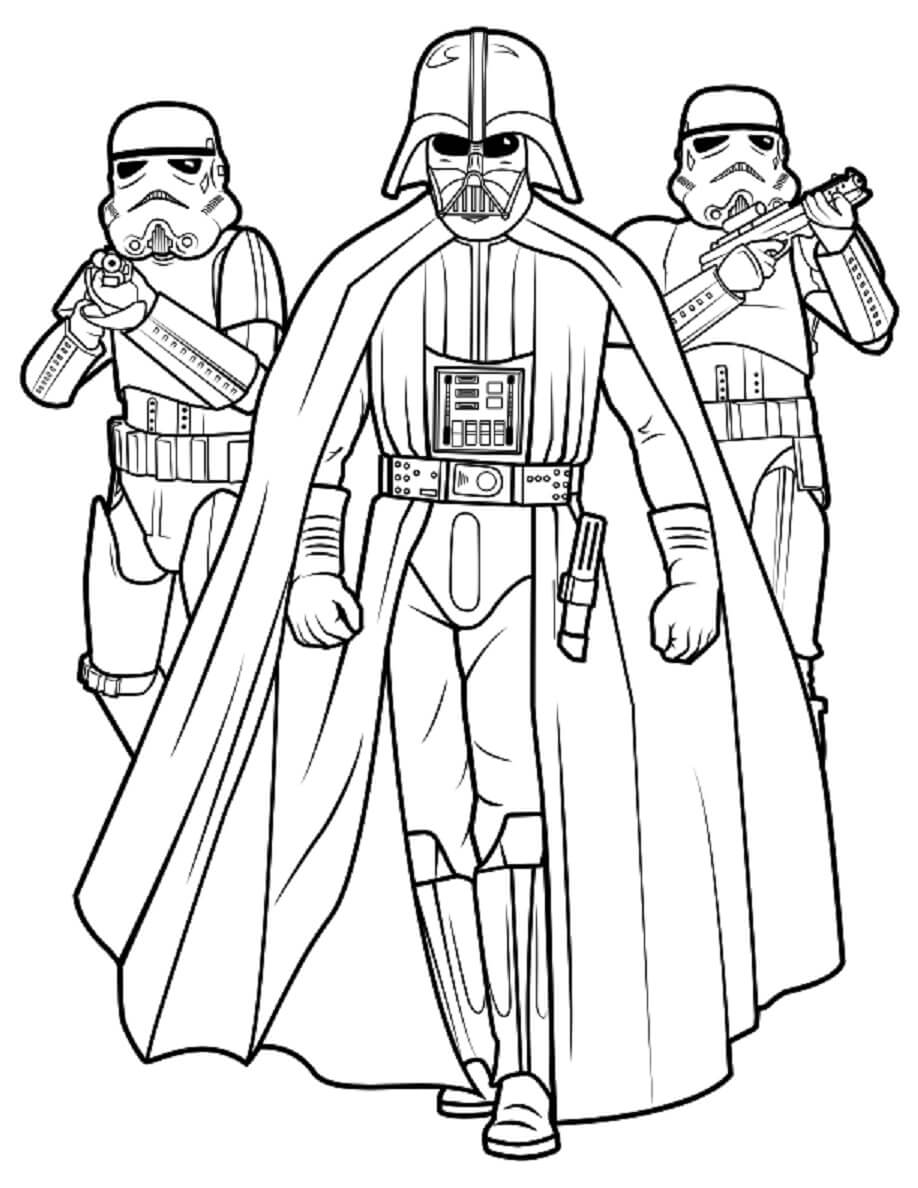 Darth Vader ja kaksi Boba Fettiä Värityskuva