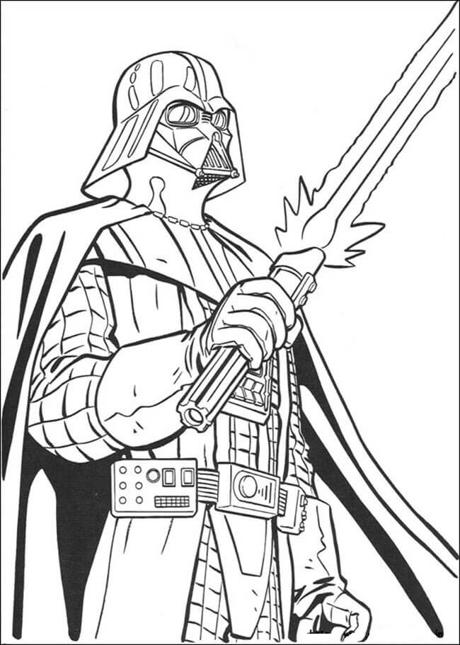 Darth Vader pitämällä Laser Sword Värityskuva