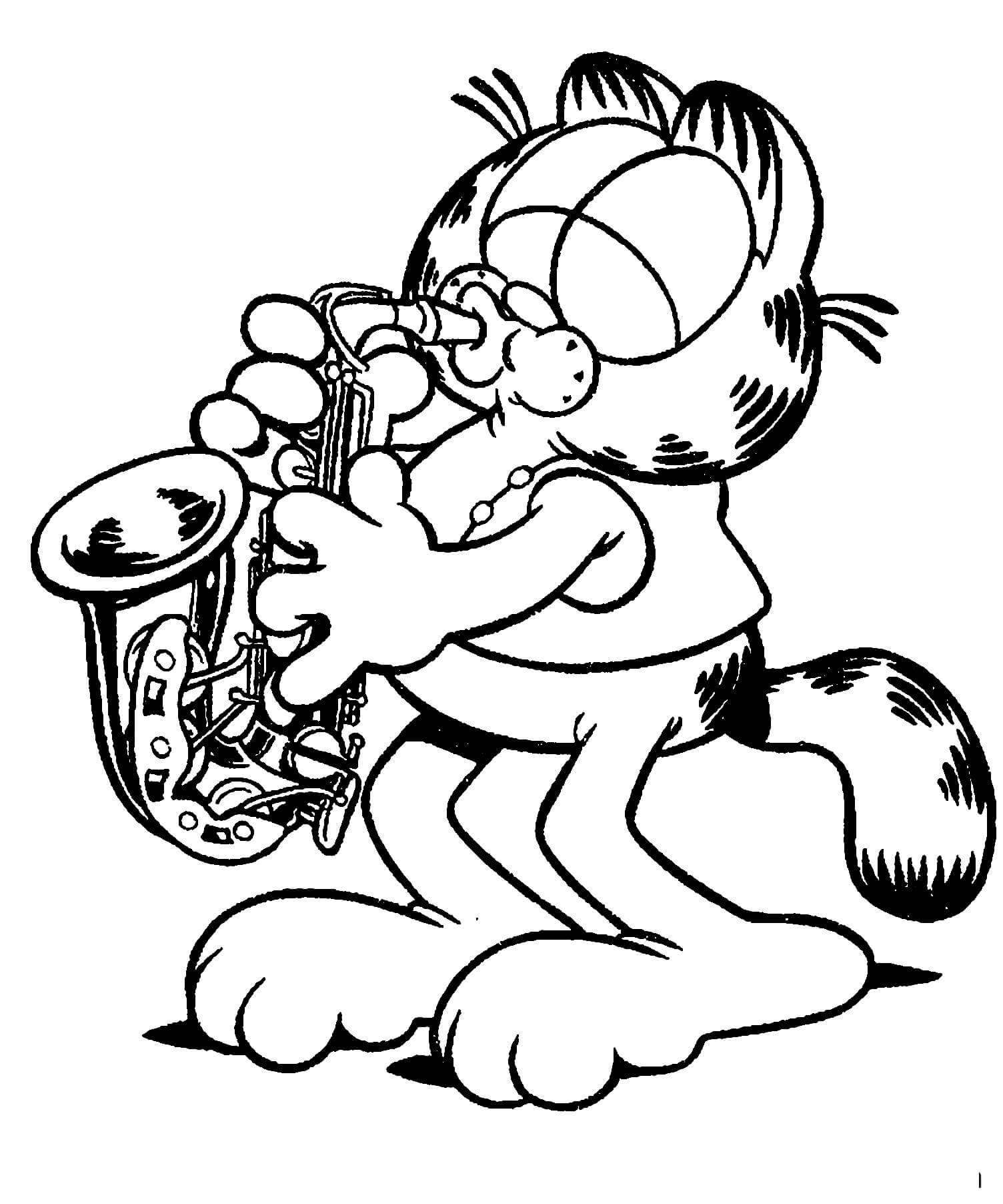 Garfield soittaa saksofonia Värityskuva