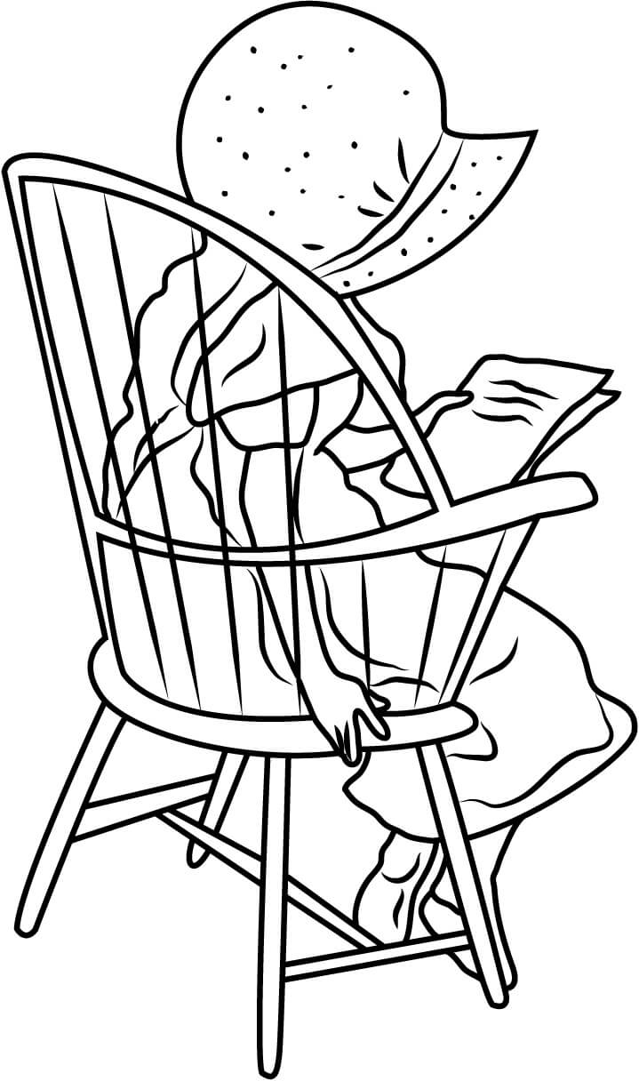 Holly Hobbie istuu tuolilla Värityskuva