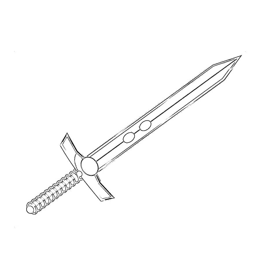 Keskiaikainen miekka Värityskuva