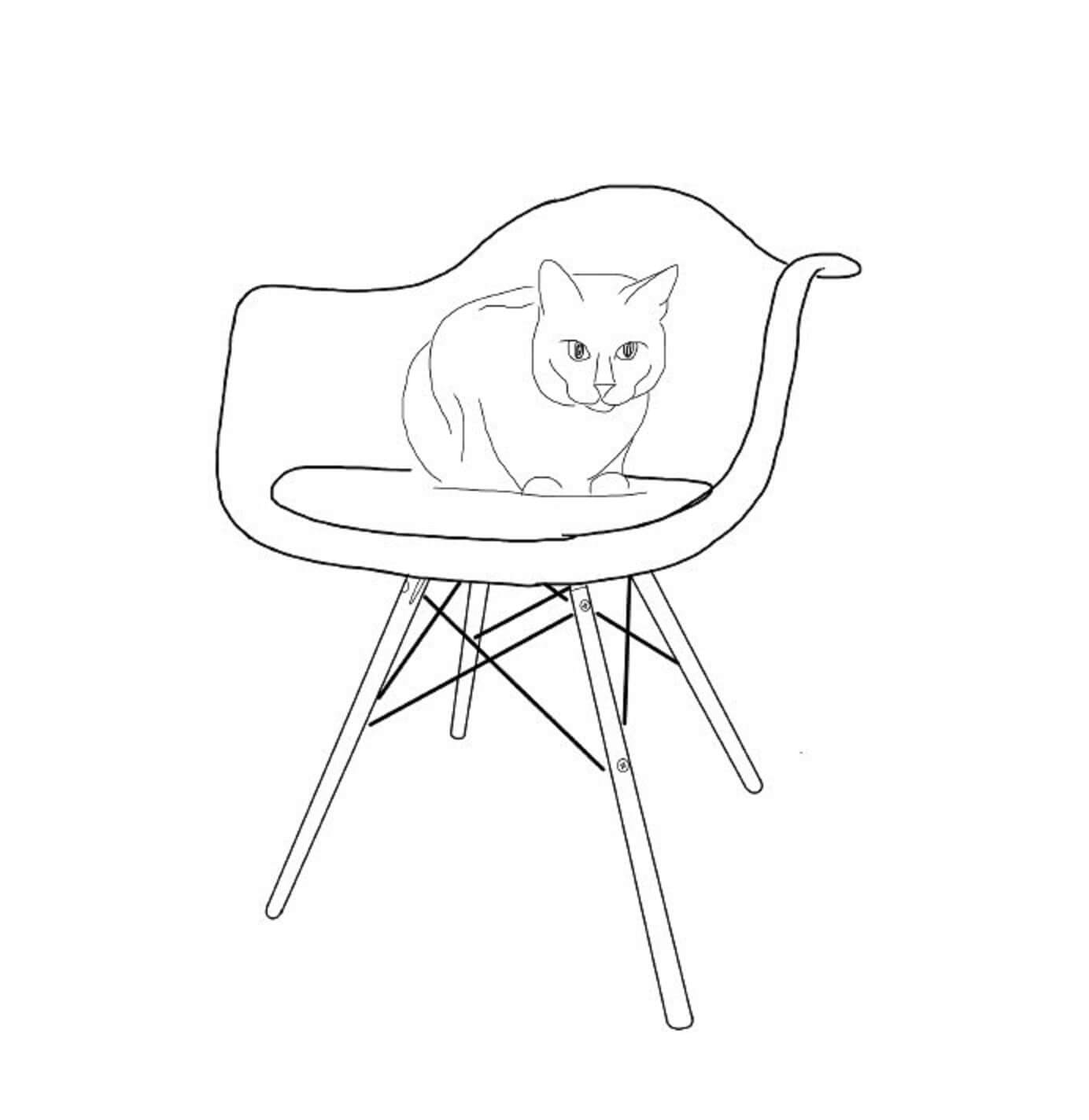 Kissa tuolilla Värityskuva