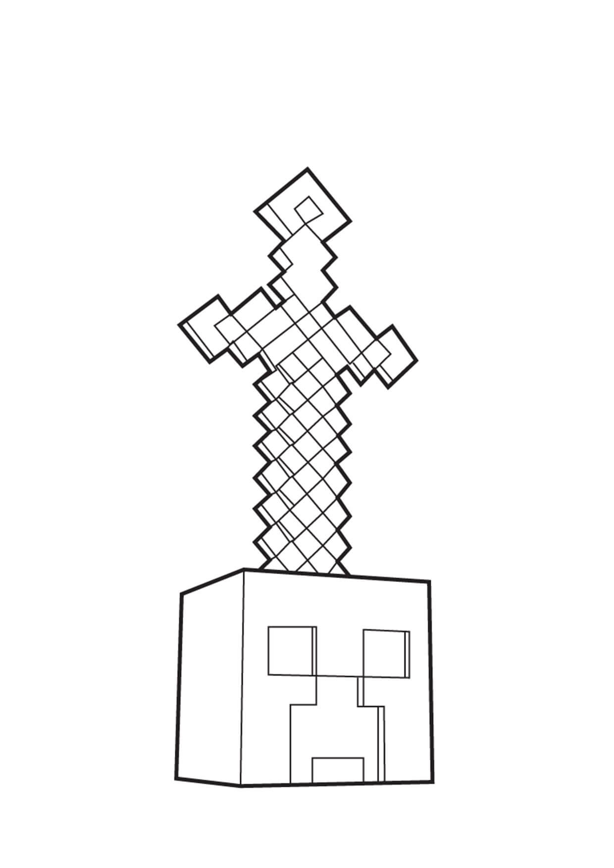 Minecraft-miekka kivessä Värityskuva