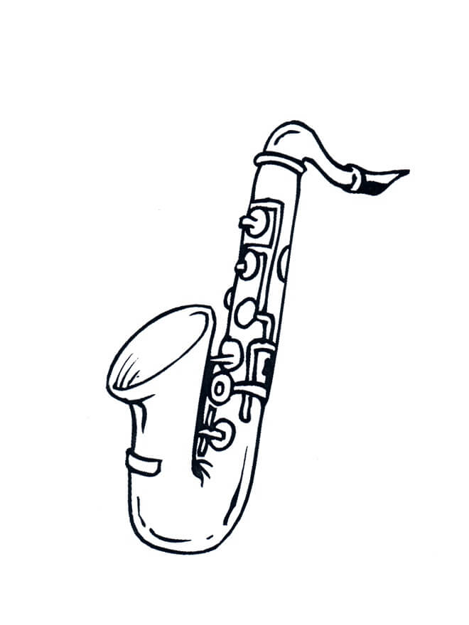 Peruspiirustus saksofoni Värityskuva