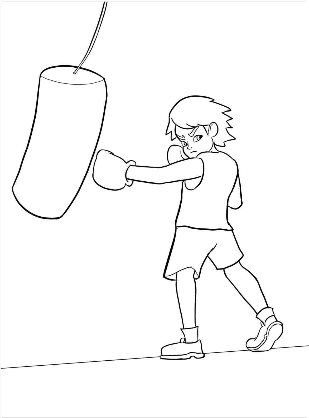 Poikien nyrkkeily Värityskuva
